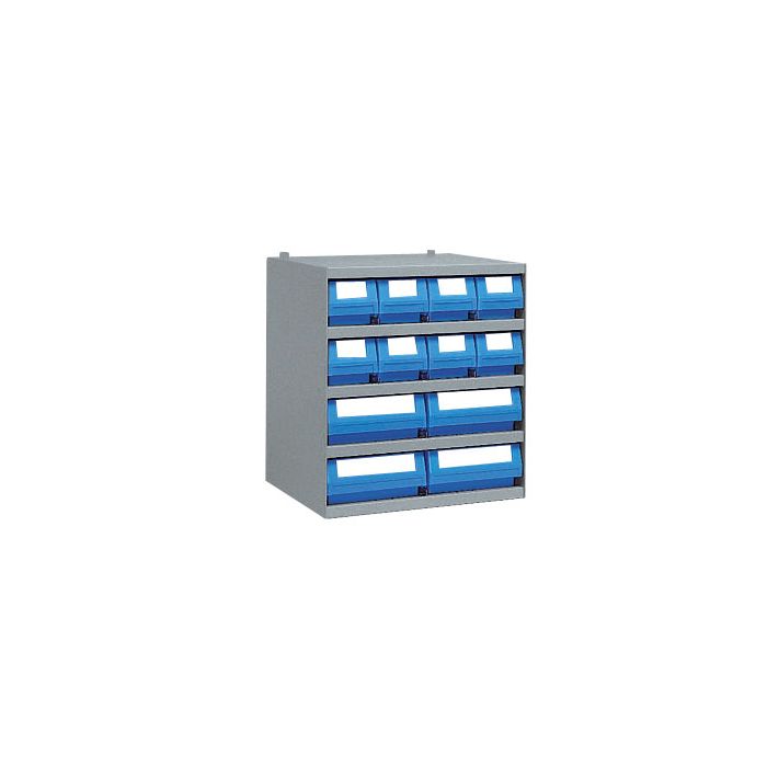 Casier Multibox 12 bacs tiroirs plastique – 8 x 120 mm + 4 x 240 mm – L.500 x P.500 x H.545 mm 1