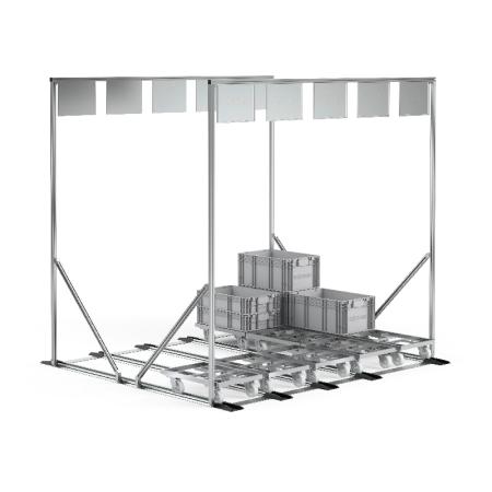 Supermarché FIFO pour emballages et bases roulantes – Rayonnage dynamique avec rails jusqu&rsquo;à 6 mètres 1