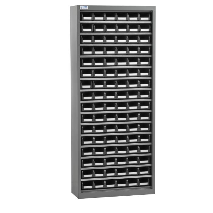 Armoire porte-bacs moyenne sans porte avec 96 bacs gris 1 litre – Structure métallique – H.1655 mm 1