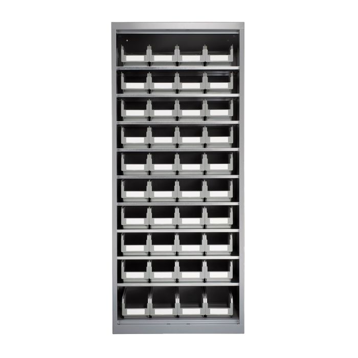 Armoire porte-bacs moyenne avec 40 bacs gris 3.8 litres – H.1655 mm – 9 tablettes réglables 1