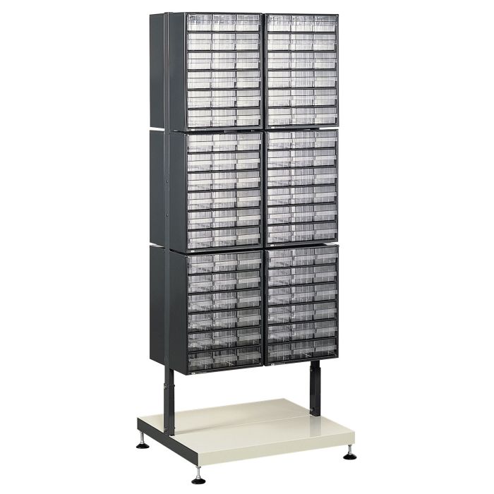 Support double face vide pour bloc tiroir métallique – Rack de stockage fixe – Conception tubulaire anthracite 1
