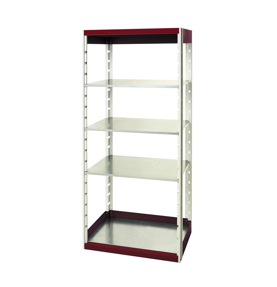 Rayonnage Cubio 8520 – 4 tablettes en acier – 800x525x2000 mm – RAL 7035/3004 – Réf. 46001002.24V 1