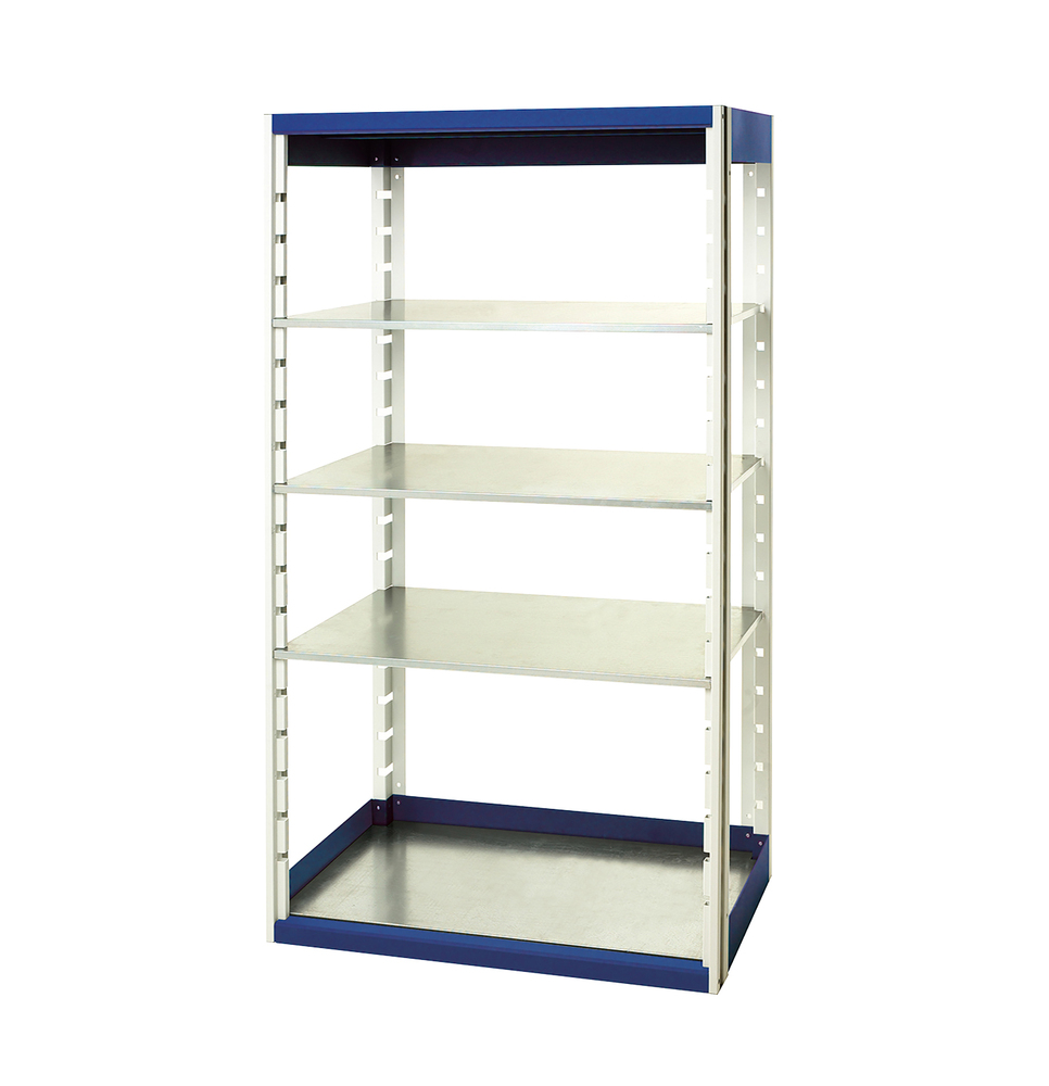 Rayonnage Cubio 10520 – 4 tablettes – 1050x525x2000 mm – RAL 7035/5010 – 46001004.11V 1