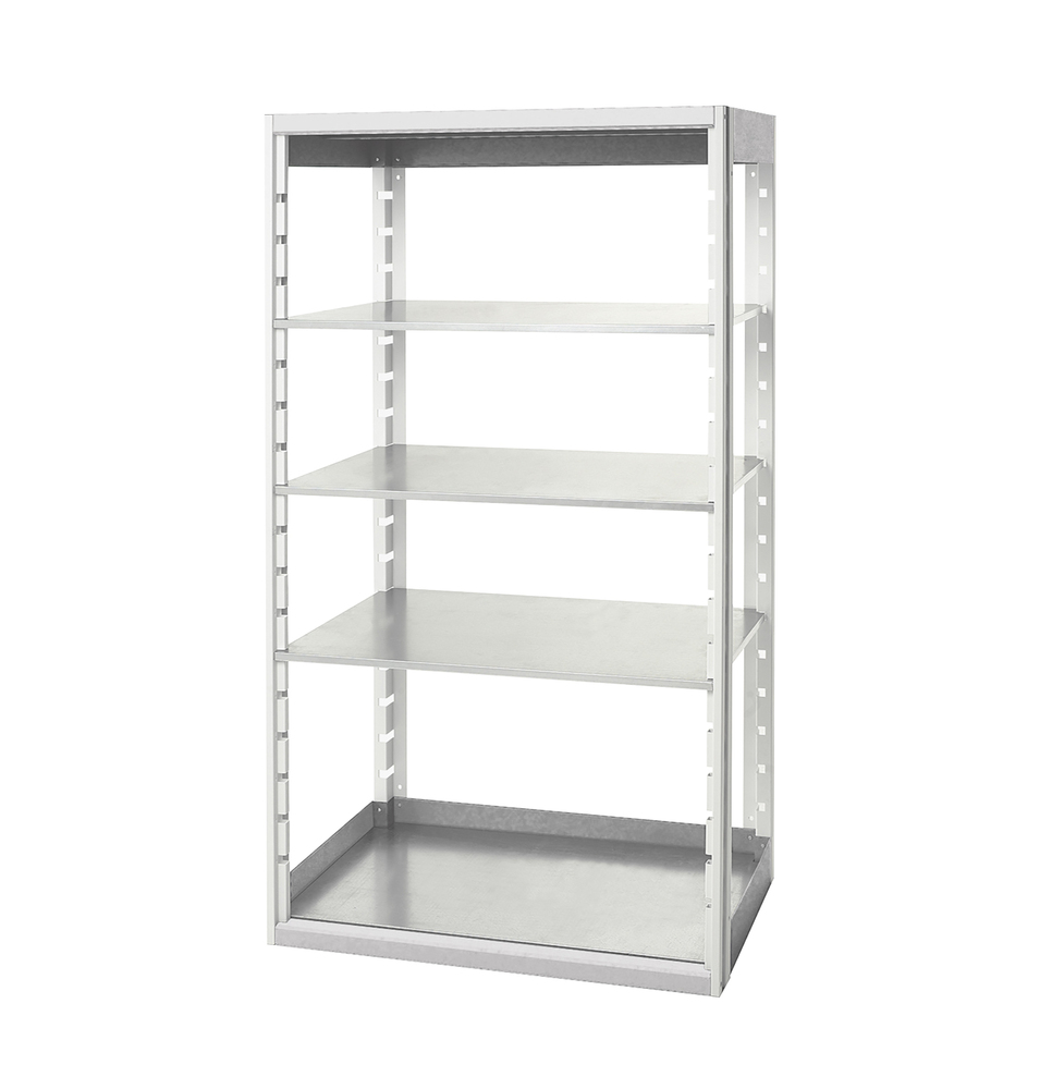 Rayonnage Cubio 10520 – 4 Tablettes – 1050x525x2000 mm – RAL 7035 – Référence 46001004.16V 1