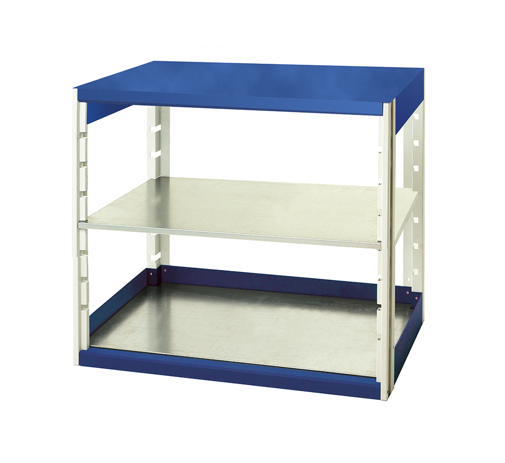 Rayonnage Cubio 10610 – 2 tablettes – LxPxH: 1050x650x1000 mm – RAL 7035 / RAL 5010 1