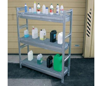 Rayonnage étagère galvanisée avec rétention – Bac de 100 litres par niveau – Charge 320 kg 1