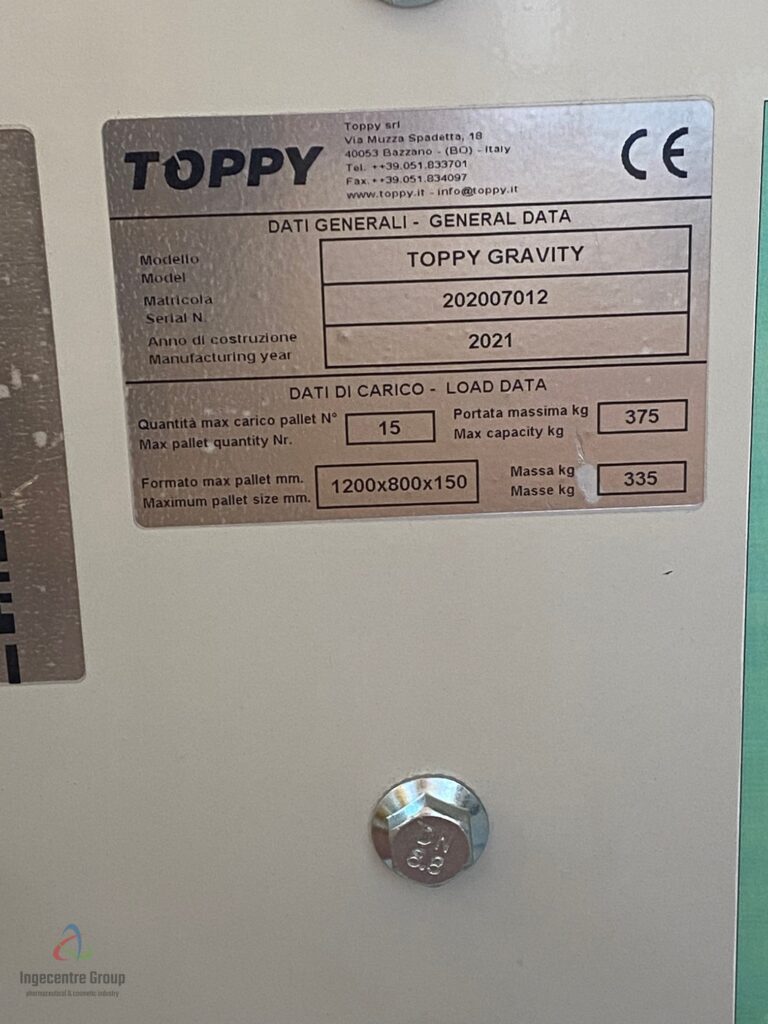 Magasin palettes Toppy Gravity – Capacité 375 kg – 15 palettes max – Format 1200 x 800 x 150 mm 4