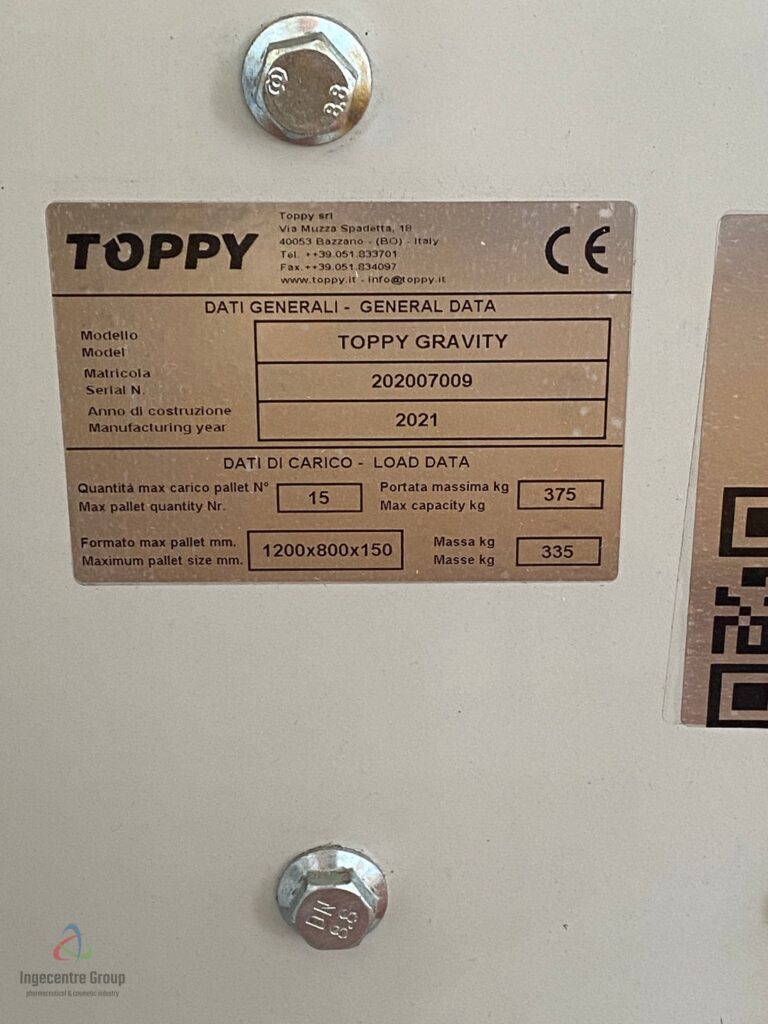 Magasin palettes Toppy Gravity – Capacité 375 kg, 15 palettes max, 1200 x 800 x 150 mm – Neuf 3