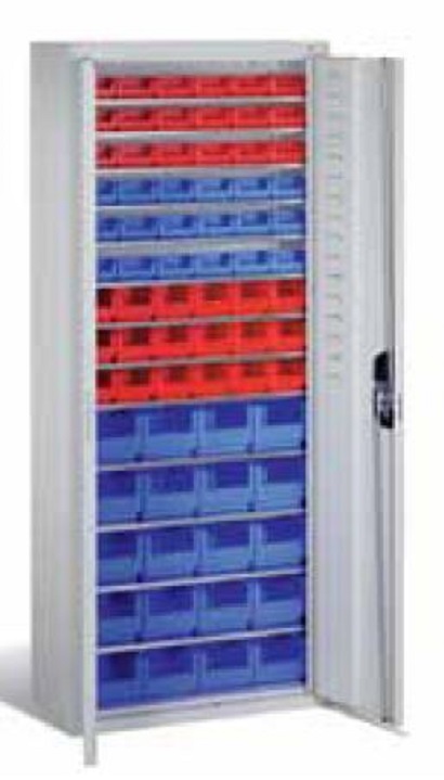 Armoire à bacs à bec en acier durable – 1690 x 700 x 300 mm – Tablettes réglables charge 70 kg 1