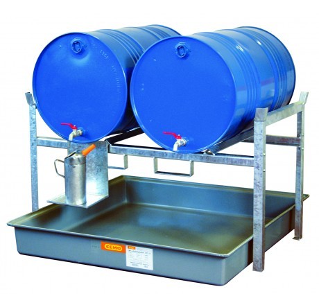 Support de fût type rayonnage lourd 800 – Acier galvanisé – Charge 450 kg par niveau – Bac de rétention 220 litres 1