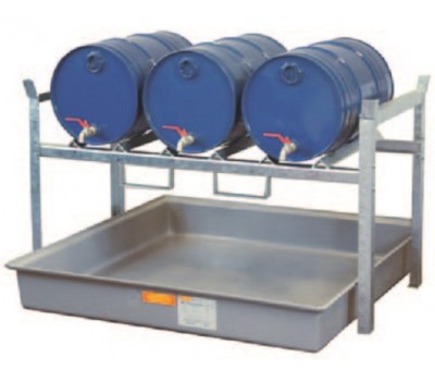 Support de fût type rayonnage lourd 800 – Acier galvanisé – Charge 450 kg par niveau – Bac de rétention 220 litres 2