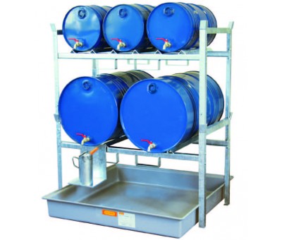 Rayonnage lourd pour fûts série 800 – stockage jusqu&rsquo;à 4 fûts de 220 litres – acier galvanisé – bac de rétention 220 litres 3