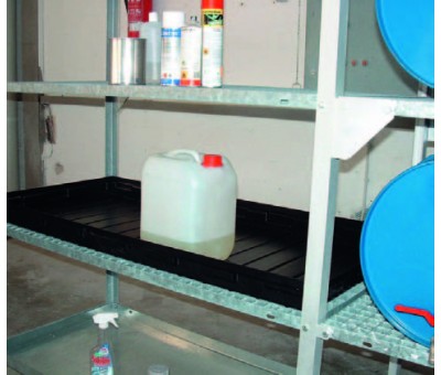 Rayonnage de rétention 13/20 à tablettes en caillebotis – Acier galvanisé – Charge 200 kg/niveau 4