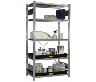 Rayonnage de rétention 10/20 pour petits récipients – 5 niveaux, 200 kg/niveau, avec bacs 30 litres 3