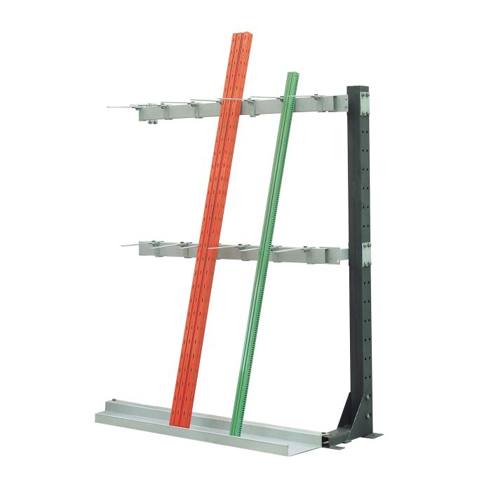 Kit suivant – rayonnage porte barres vertical L.1500 mm avec montant 1850 mm, traverses et crochets 1