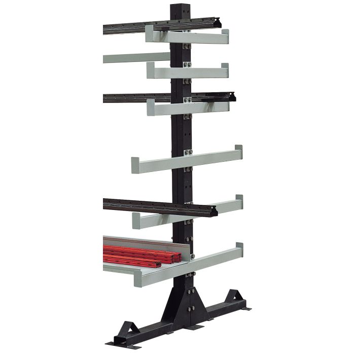 Montant H.1850 mm double face avec visserie pour rayonnage porte-barres horizontal – Profondeur 1300 mm – Coloris noir 1