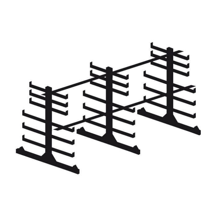 Rayonnage cantilever léger double face – Kit porte barres horizontal L.2900 mm – Charge 400 kg par face 1