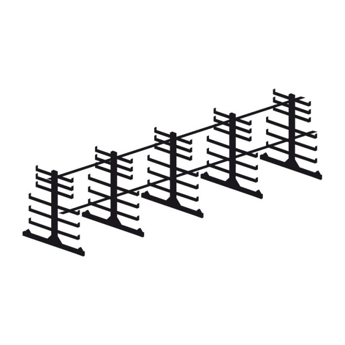 Rayonnage cantilever léger double face L.5700 mm – pour barres/tubes jusqu&rsquo;à 6 m – charge maxi 400 kg par bras 1