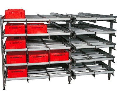 Rayonnage dynamique pour stockage alimentaire – Acier inox AISI 304 – Système FIFO – 5 ou 6 étages - Image 1