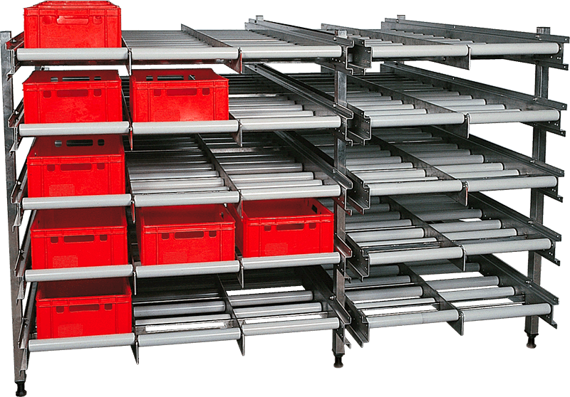 Rayonnage dynamique pour stockage alimentaire – Acier inox AISI 304 – Système FIFO – 5 ou 6 étages - Image 2