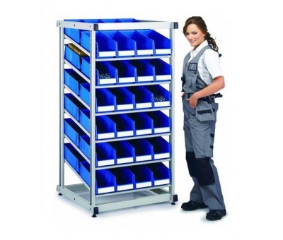 Rayonnage gravitaire pour bacs à bec TRESTON – 6 étagères réglables – Capacité 420 kg – 825 x 830 x 1650 mm 1