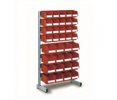 Rayonnage à bacs à bec simple face BS160LA – Châssis sur pied en acier gris époxy – 8 rails porte-bacs réglables – Capacité 120 kg 1