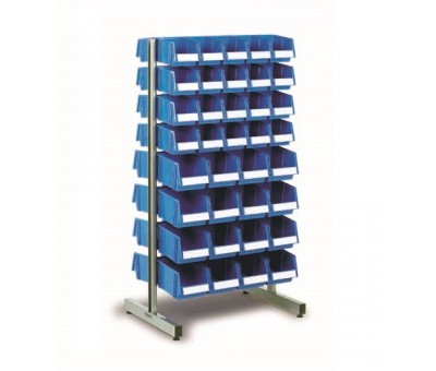 Rayonnage à bacs double face BS-160TA – Châssis acier, 8 rails aluminium, capacité 240 kg – 600 x 830 x 1585 mm 1