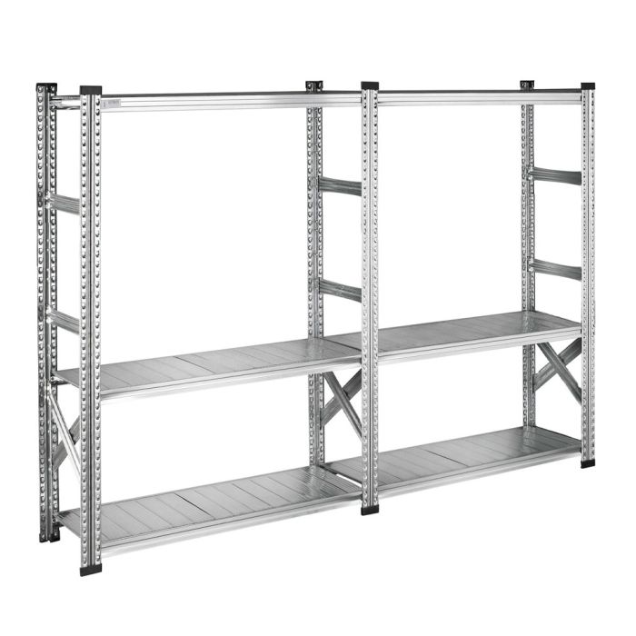 Rayonnage Galvastar galvanisé L.2180 x P.400 x H.1576 mm – 6 tablettes – 155 kg par niveau 1