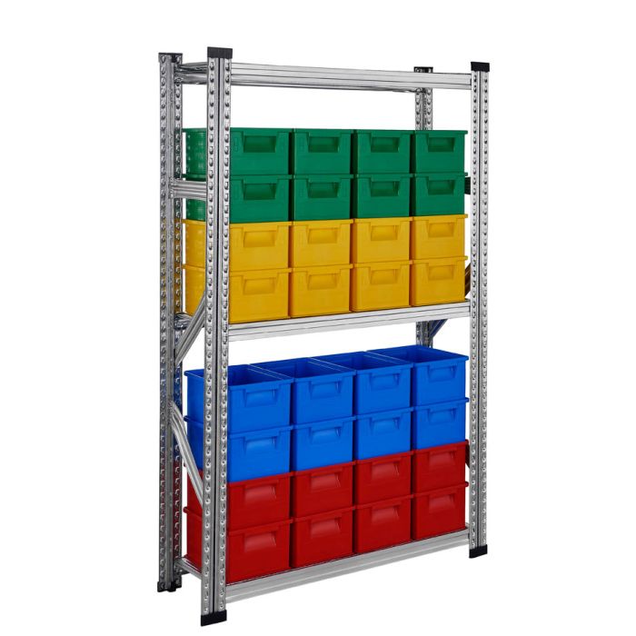 Rayonnage Galvastar L.900 x P.320 x H.1576 mm – 3 niveaux galvanisés – Charge 130 kg/tablette 1