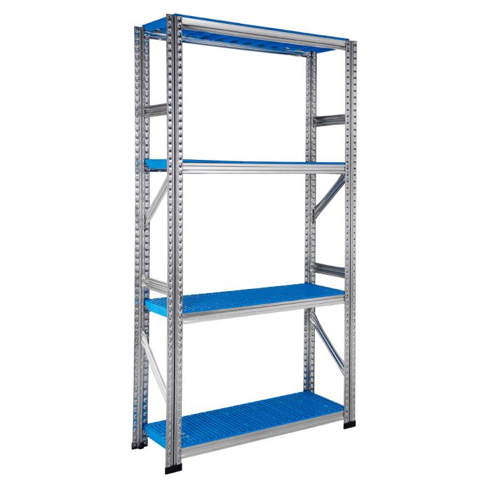Rayonnage Galvaplast bleu L.900 x P.400 mm – 4 niveaux – Charge 130 kg par niveau – Etagère acier galvanisé 2