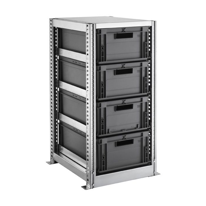 Kit TR départ H.1010 mm avec caisses 6422B – Rayonnage modulaire avec 4 bacs plastique Europe 40 litres 1