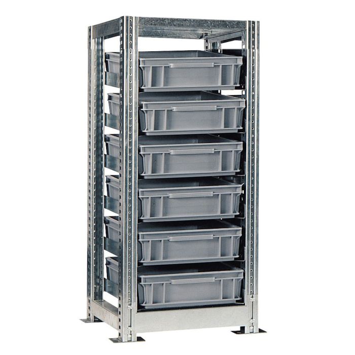 Kit TR départ H.1010 mm avec caisses 6412A – Rayonnage avec 6 bacs plastique Europe 600×400 20 litres 1