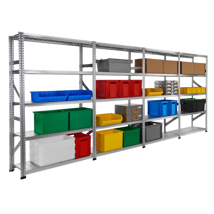 Rayonnage métallique Galvastar – 5 niveaux galvanisés L.4880 x P.400 x H.1972 mm – 180 kg par tablette 1