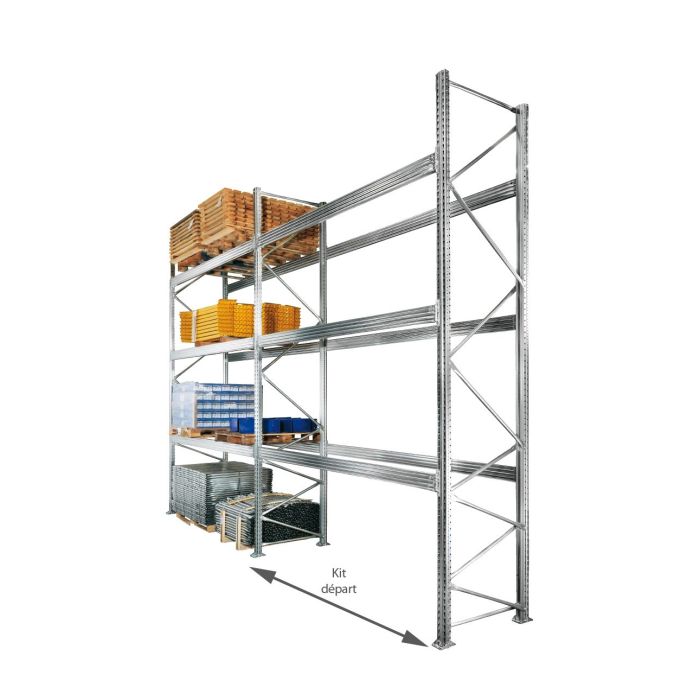 Rayonnage palette Palstar Galva 3 niveaux – charge 3400 kg par niveau – pour 12 palettes Europe 1