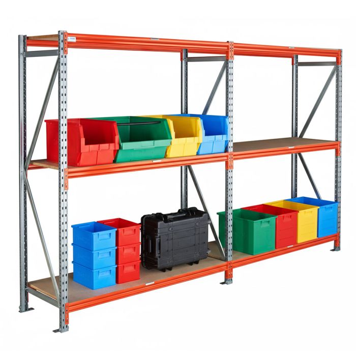 Kit rayonnage mi-lourd GV4 – 3 niveaux – Longueur 3 m – Profondeur 600 mm – Charge 700 kg/niveau 1