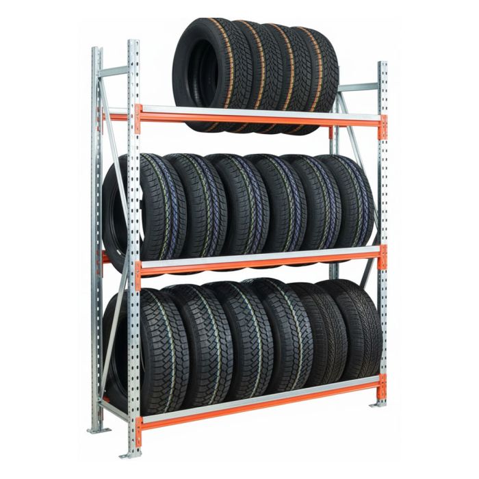 Rayonnage à pneus 3 niveaux GV4 – L.1500 mm – Charge 700 kg par niveau – Profils galvanisés 1