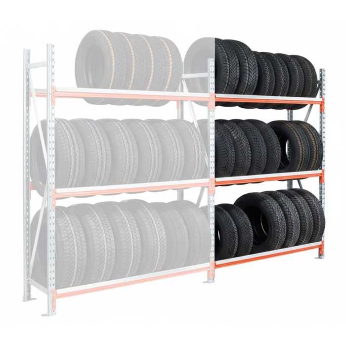 Kit suivant rayonnage pneus GV4 – L.1500 x P.500 x H.2000 mm – Charge 700 kg par niveau 1