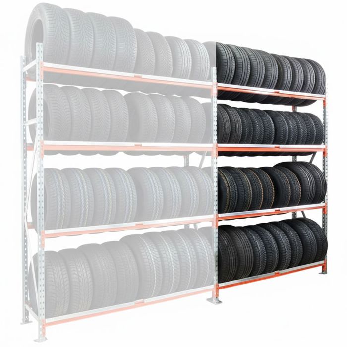 Kit suivant rayonnage pneus GV4 – L.1850 x P.500 x H.2000 mm – Échelle et longerons galvanisés 1
