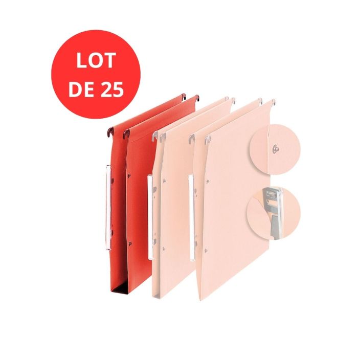 Lot de 25 dossiers suspendus en Kraft – fond L.30 mm – coloris orange 1