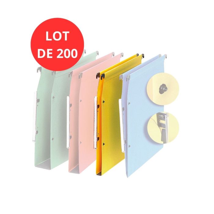 Lot de 200 dossiers suspendus en Kraft coloris Jaune – Fond en V – 220 g/m² – Entraxe 330 mm 1