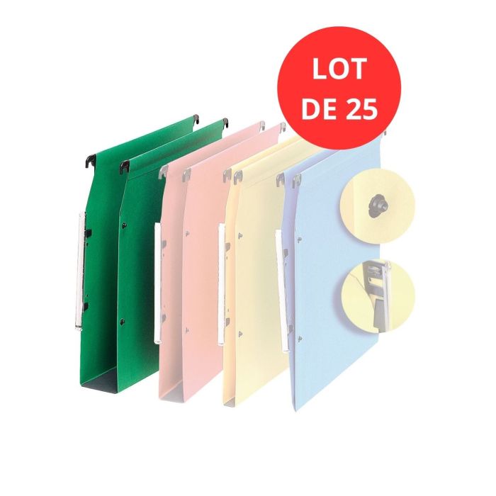 Lot de 25 dossiers suspendus en Kraft vert – Fond renforcé 15 mm – Entraxe 330 mm 1