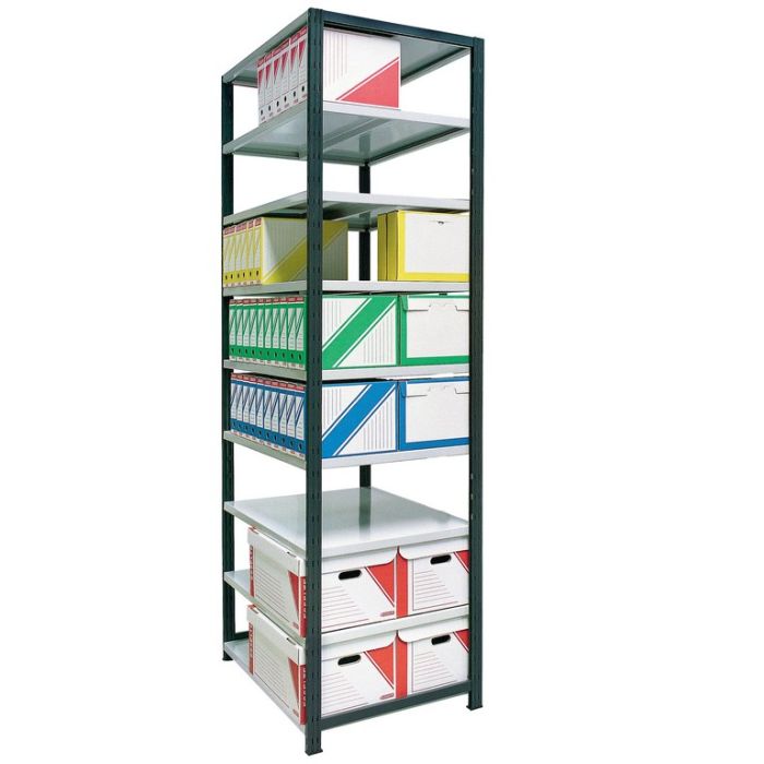 Rayonnage archive à composer – Hauteur 2,5 m – 9 tablettes – UNIVERSEL 1