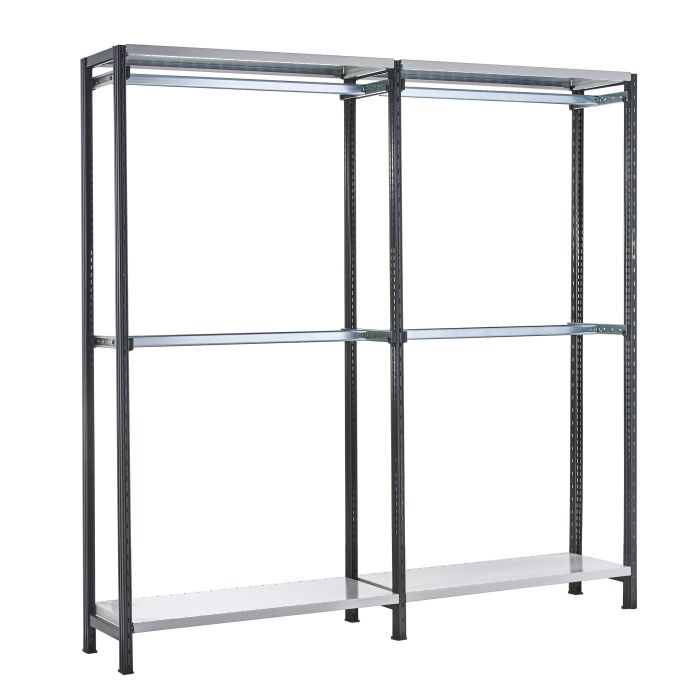 Kit magasin UNIVERSEL – Rayonnage métallique avec 2 porte-cintres – Hauteur 2000 mm, profondeur 500 mm - Image 1