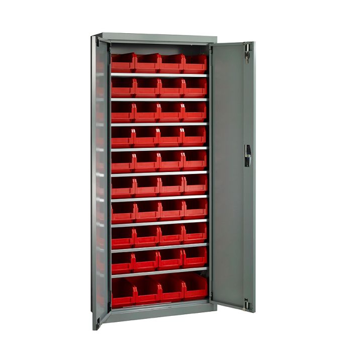 Armoire à bac 1655 C – avec ou sans portes battantes – 40 bacs plastiques 3,8 litres – L. 700 x P. 270 x H. 1655 mm 1