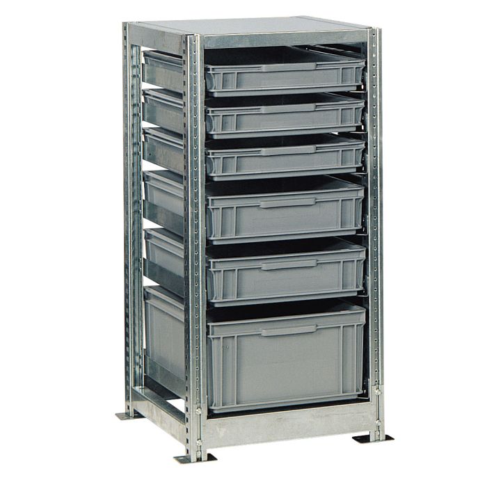 Rayonnage TR 600 x 400 mm pour caisses plastiques norme européenne 1