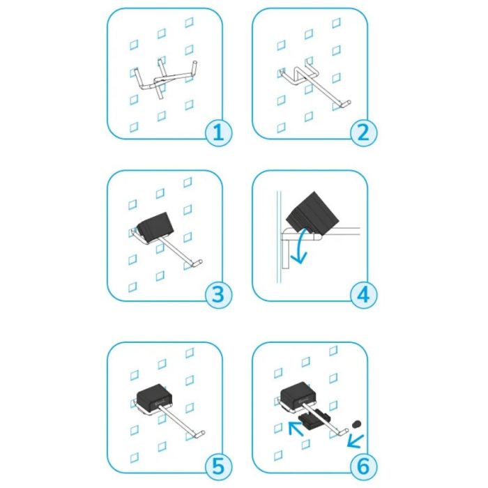 Crochet pour panneaux perforés – Accessoire d&rsquo;organisation pour panneaux à trous carrés 2