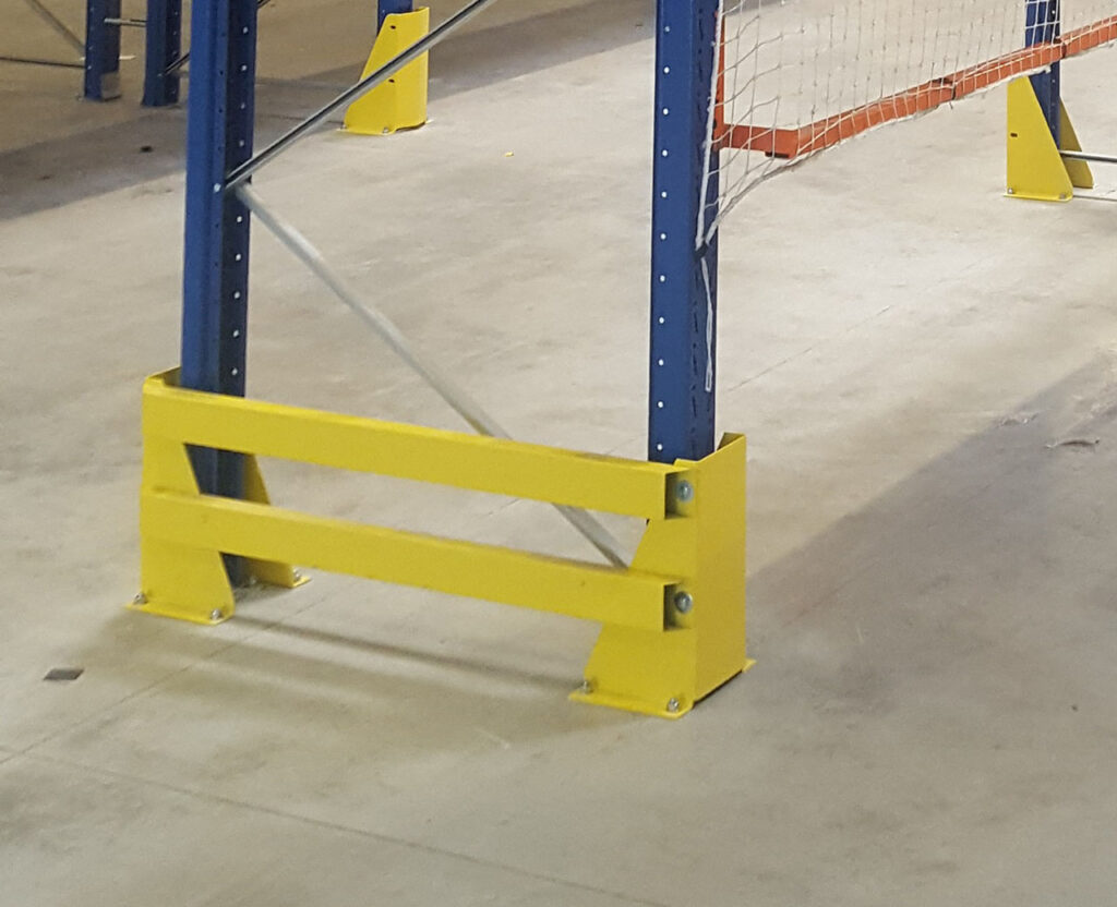 Protection latérale tube pour rack – Hauteur 400 mm, tube section 80 x 40 mm, épaisseur tôle 4 mm, finition époxy jaune RAL 1018 3