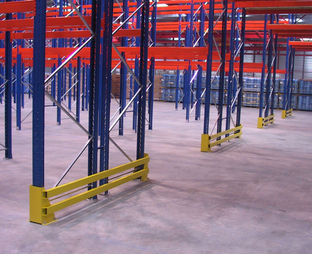 Protection latérale tube pour rack – Hauteur 400 mm, tube section 80 x 40 mm, épaisseur tôle 4 mm, finition époxy jaune RAL 1018 1