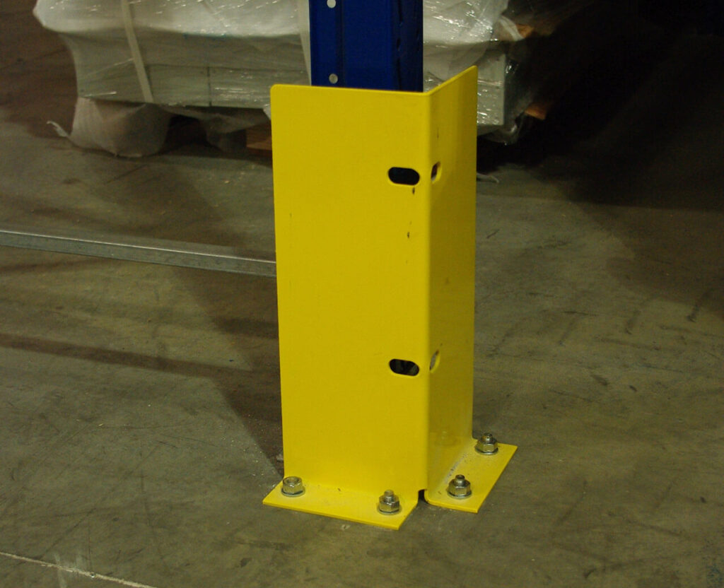 Protection pied d’échelle rack – Fabrication française – Tôle 4 mm – Finition époxy jaune RAL 1018 3