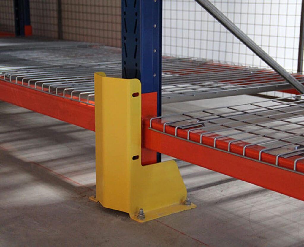 Protection pied d’échelle rack – Fabrication française – Tôle 4 mm – Finition époxy jaune RAL 1018 2